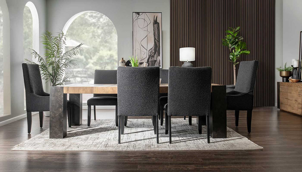 Our House 100" Dining Height Table & Black Chairs